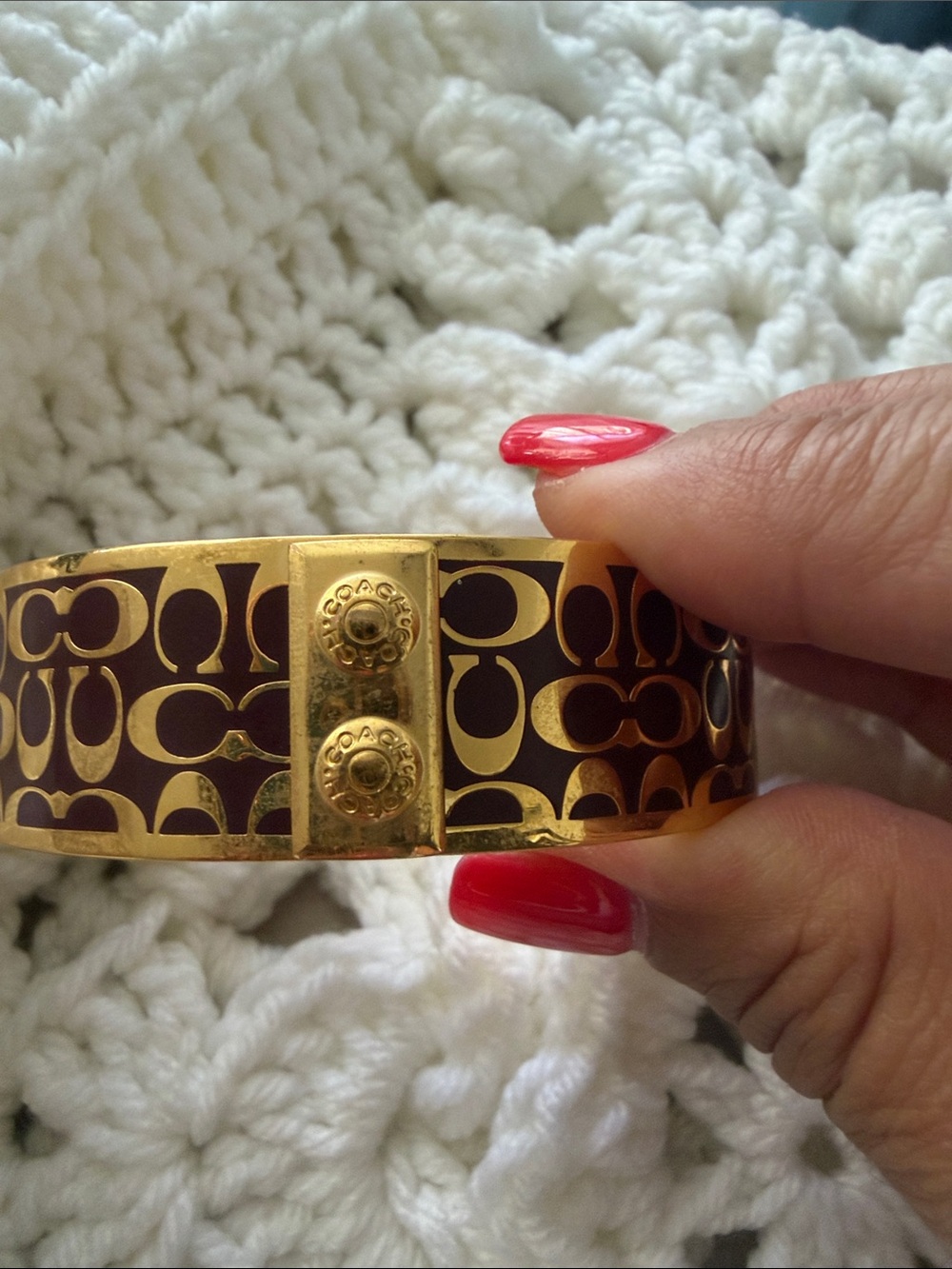 Coach Gold and Brown Signature Enamel Bangle Bracelet - Picture 4 of 4